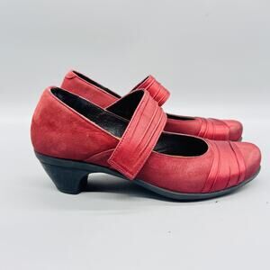 Naot Shoes Womens 7 Red Leather Allegro Mary Jane Strap Low Heel Comfort Walking